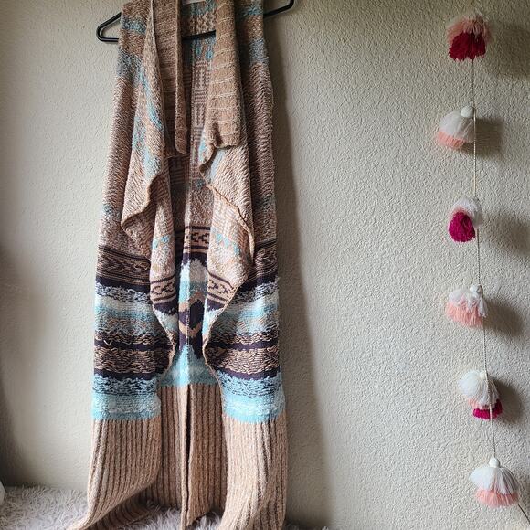 Anthropologie Sleeping On Snow Quillins Jacquard Vest Cardigan Duster Size XS - Picture 3 of 13